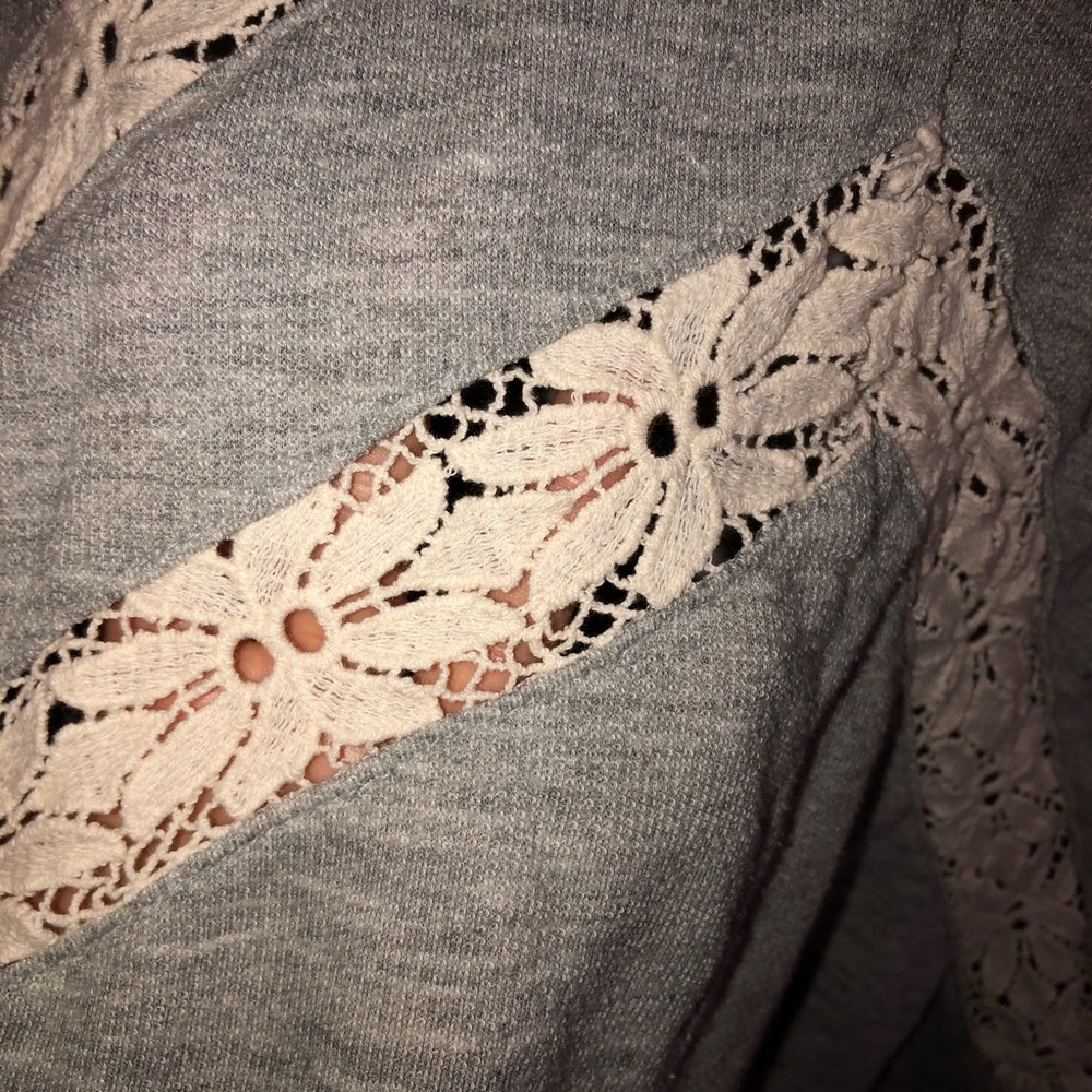 Everleigh Lace Insert Grey Sweatshirt Long Sleeve - Picture 5 of 6